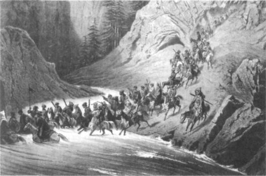 Черкесы, спускающиеся с гор для набега.