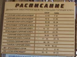 Расписание движения пригородных поездов по станции Горячий Ключ 